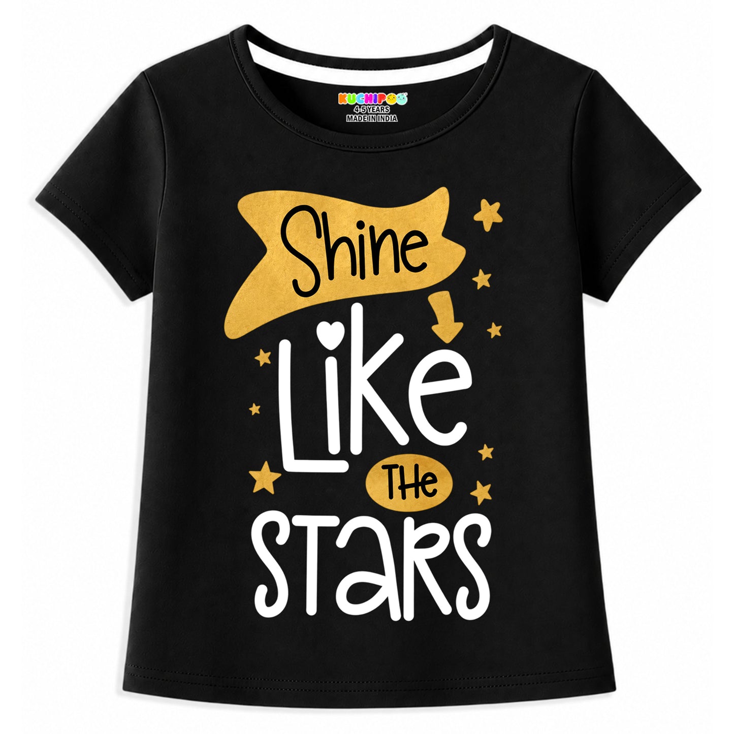 Kuchipoo Girls Cotton Printed T-Shirts | Half Sleeve Round Neck | Soft & Comfortable Casual Wear for Kids | Pack of 5