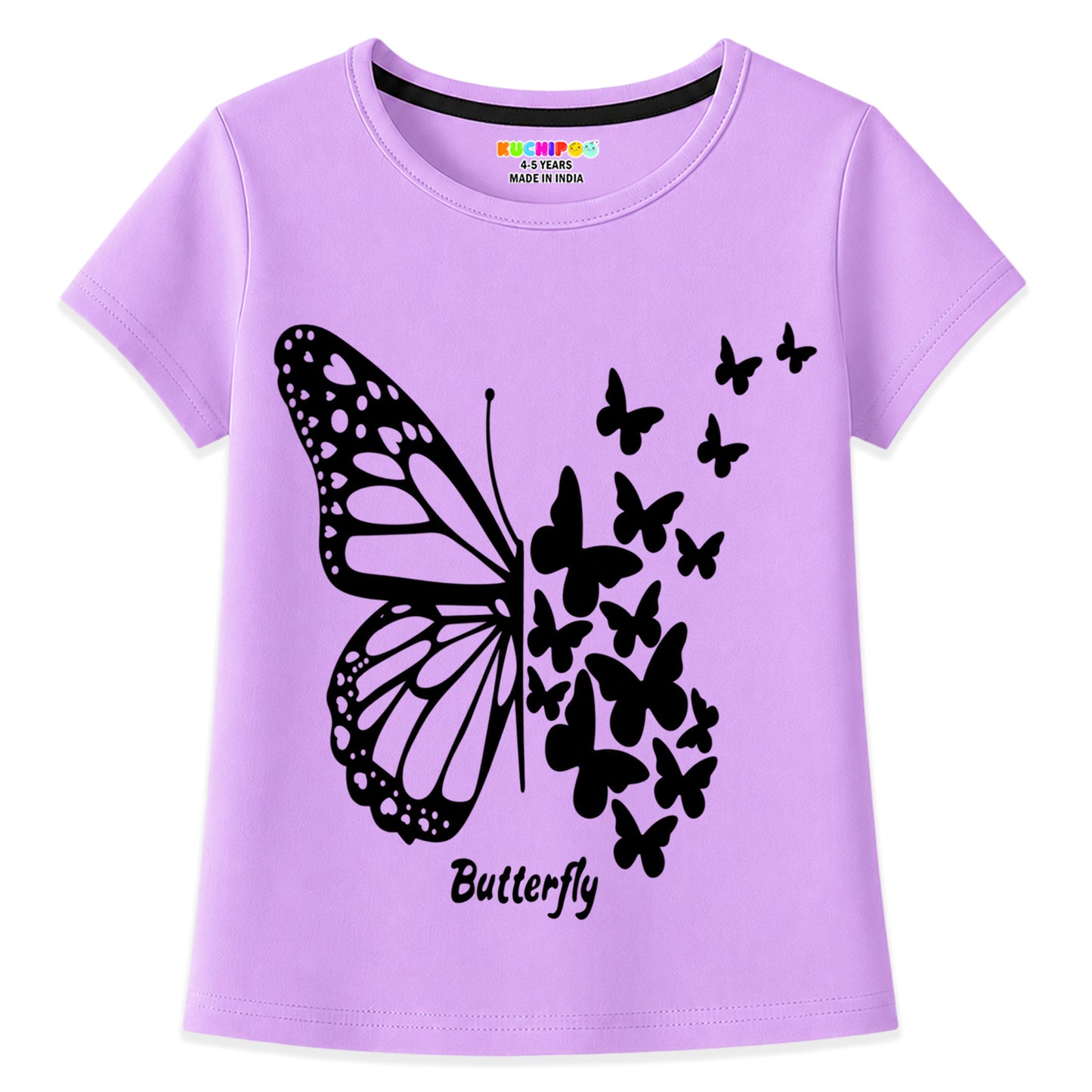 Kuchipoo Girls Cotton Printed T-Shirts | Half Sleeve Round Neck | Soft & Comfortable Casual Wear for Kids | Pack of 5