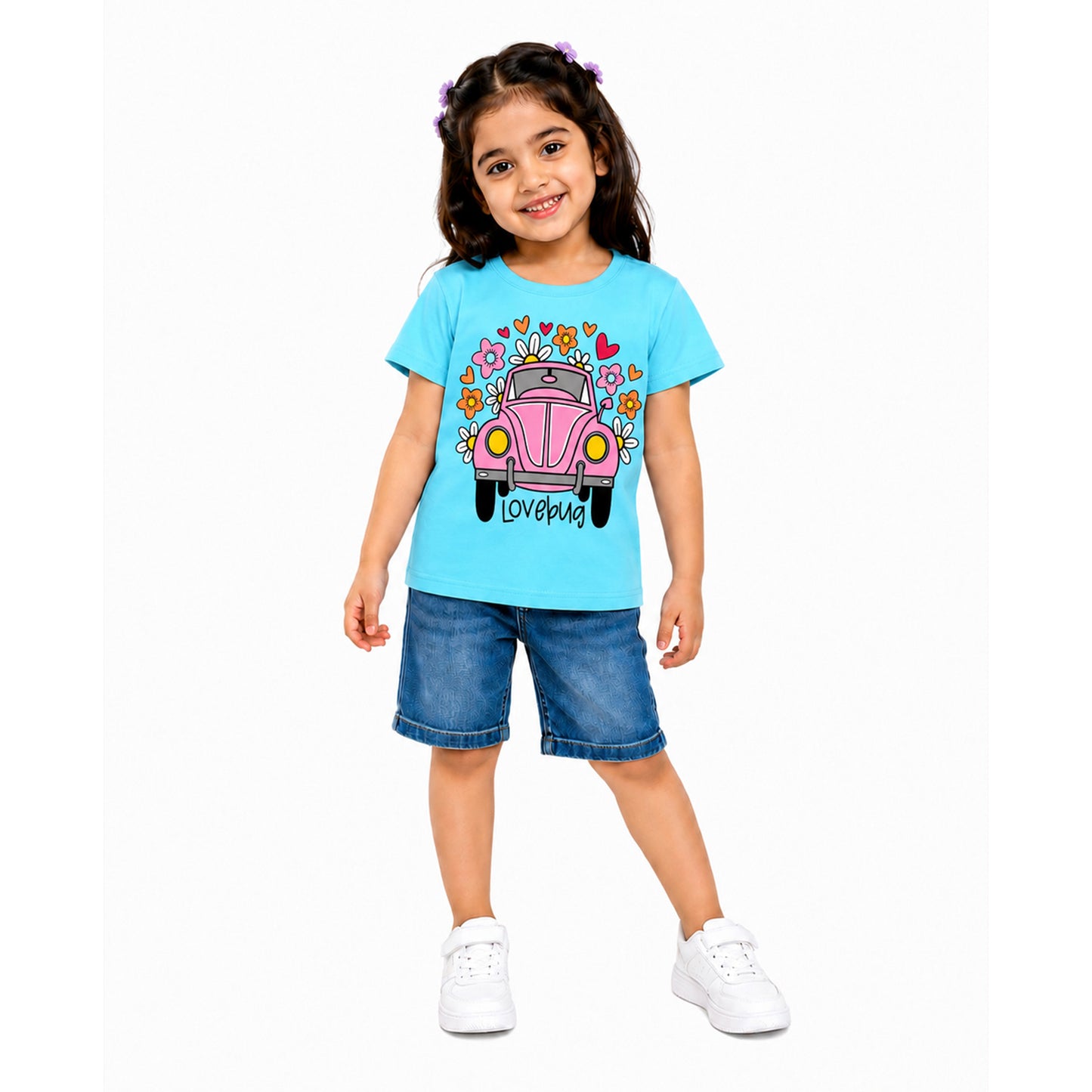 Kuchipoo Girls Cotton Printed T-Shirts | Half Sleeve Round Neck | Soft & Comfortable Casual Wear for Kids | Pack of 5