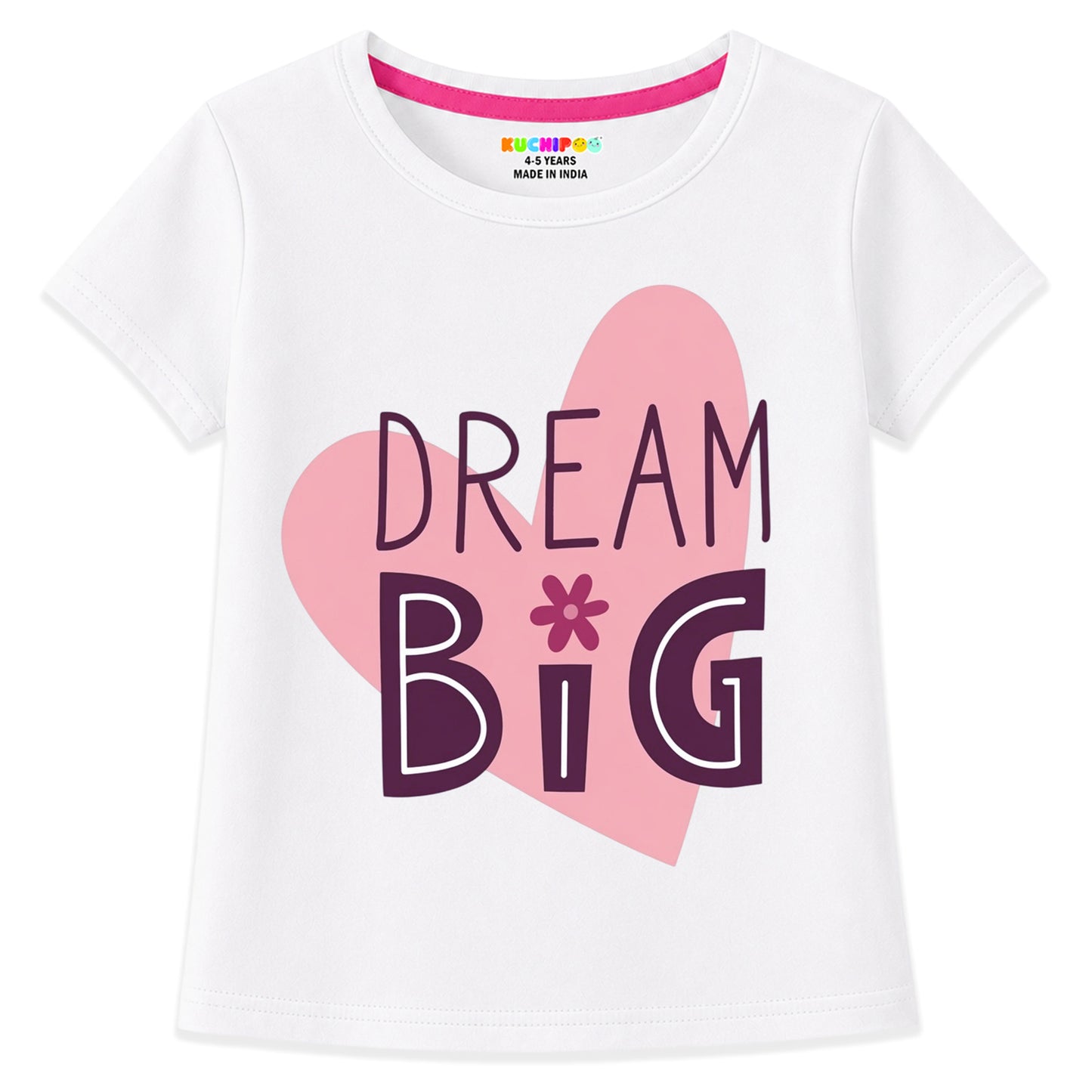 Kuchipoo Girls Cotton Printed T-Shirts | Half Sleeve Round Neck | Soft & Comfortable Casual Wear for Kids | Pack of 5