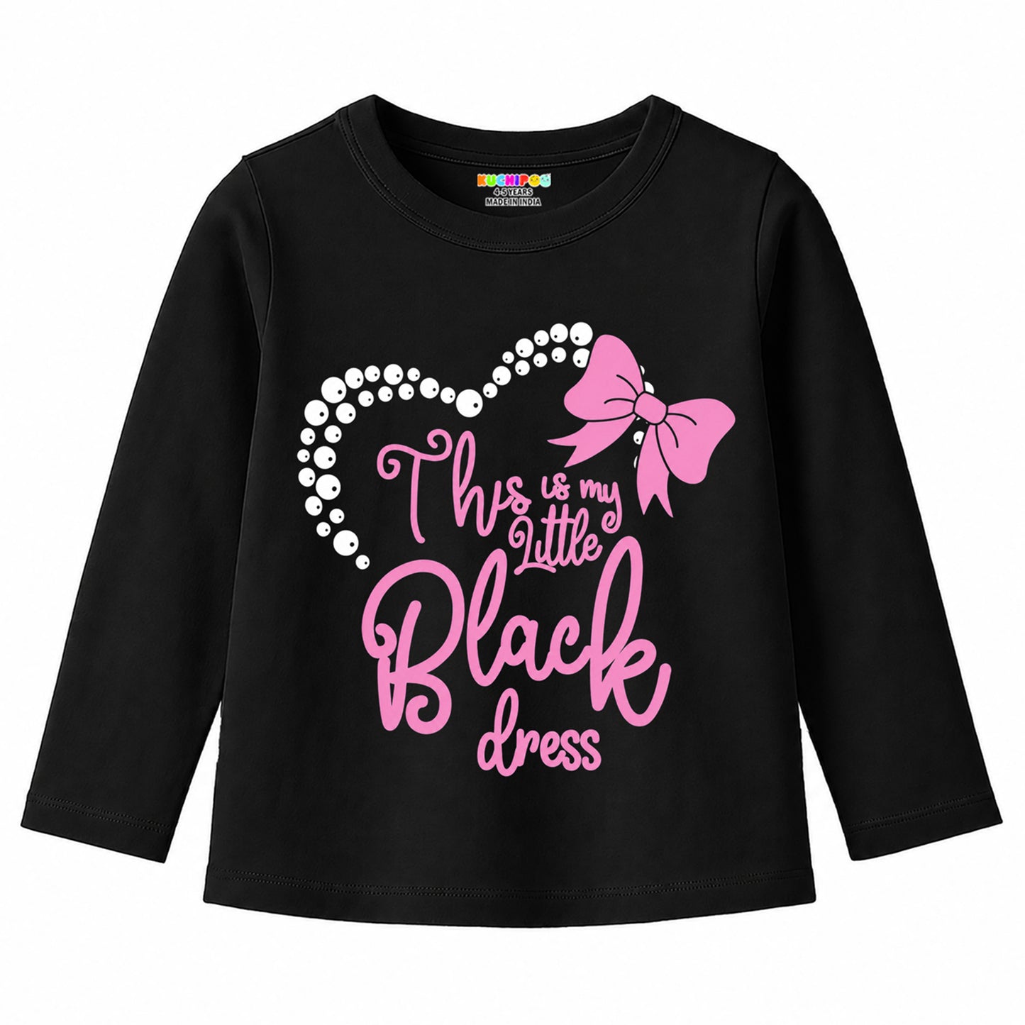Kuchipoo Girls Cotton Printed T-Shirts | Full Sleeve Round Neck | Soft & Comfortable Casual Wear for Kids | Pack of 5