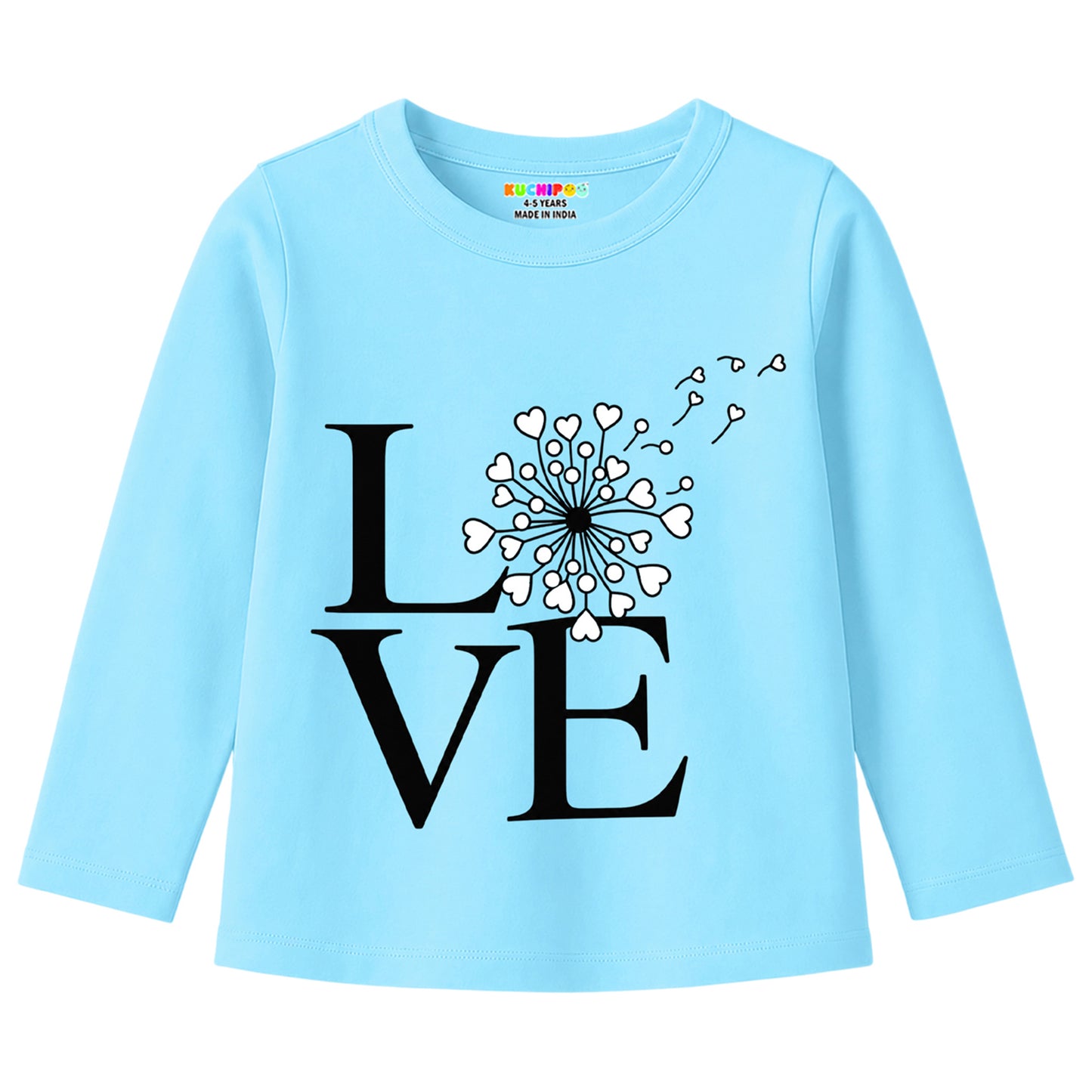 Kuchipoo Girls Cotton Printed T-Shirts | Full Sleeve Round Neck | Soft & Comfortable Casual Wear for Kids | Pack of 5