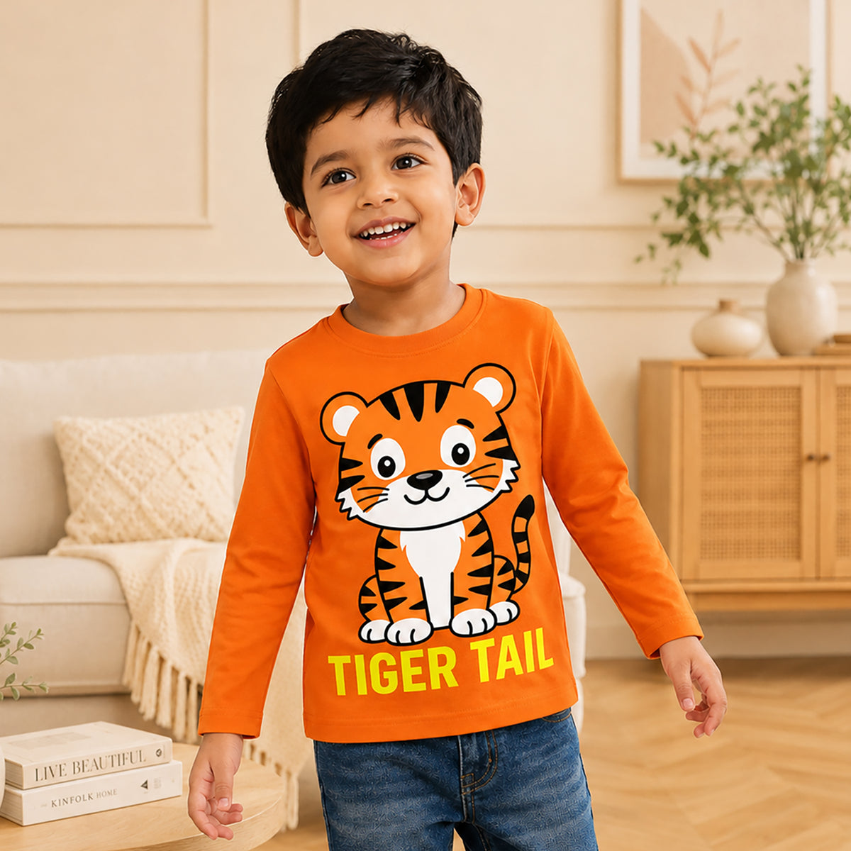 Kuchipoo Baby Boys and Baby Girls Cotton Printed T-Shirts | Full Sleeve Round Neck | Soft & Comfortable Casual Wear for Kids | Pack of 5