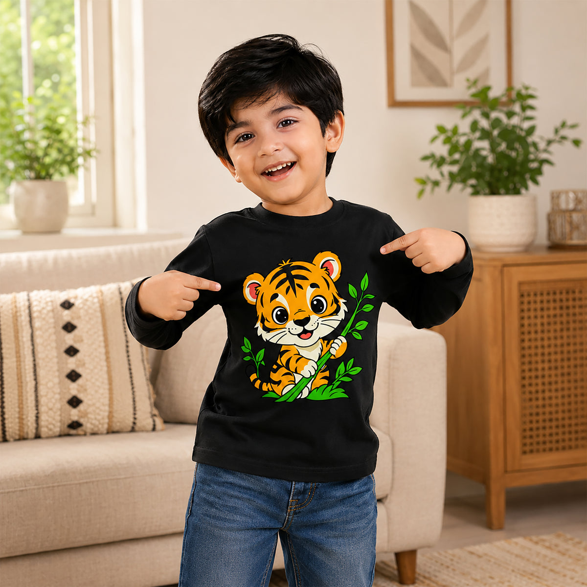 Kuchipoo Baby Boys Cotton Printed T-Shirts | Full Sleeve Round Neck | Soft & Comfortable Casual Wear for Kids | Pack of 5