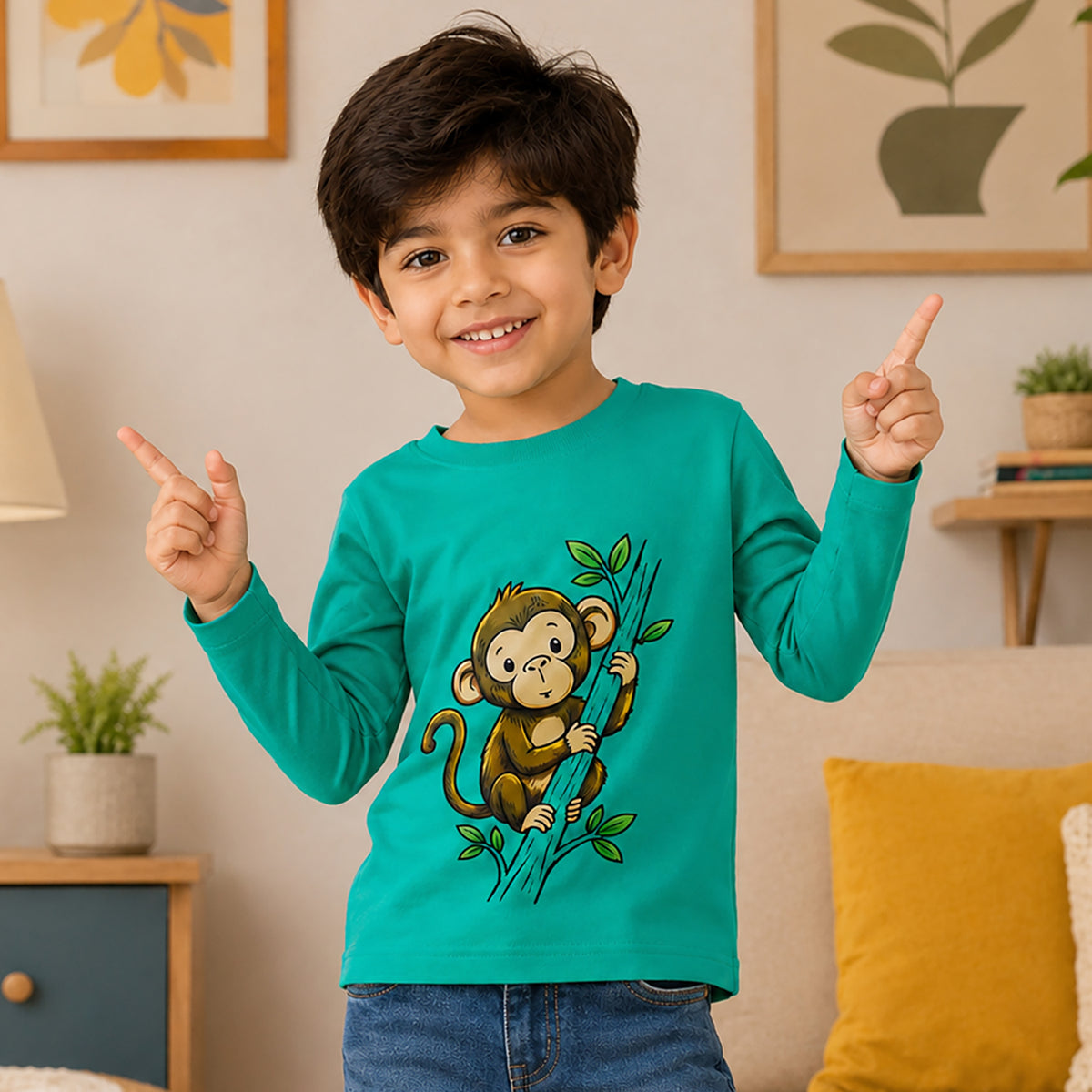 Kuchipoo Baby Boys Cotton Printed T-Shirts | Full Sleeve Round Neck | Soft & Comfortable Casual Wear for Kids | Pack of 5
