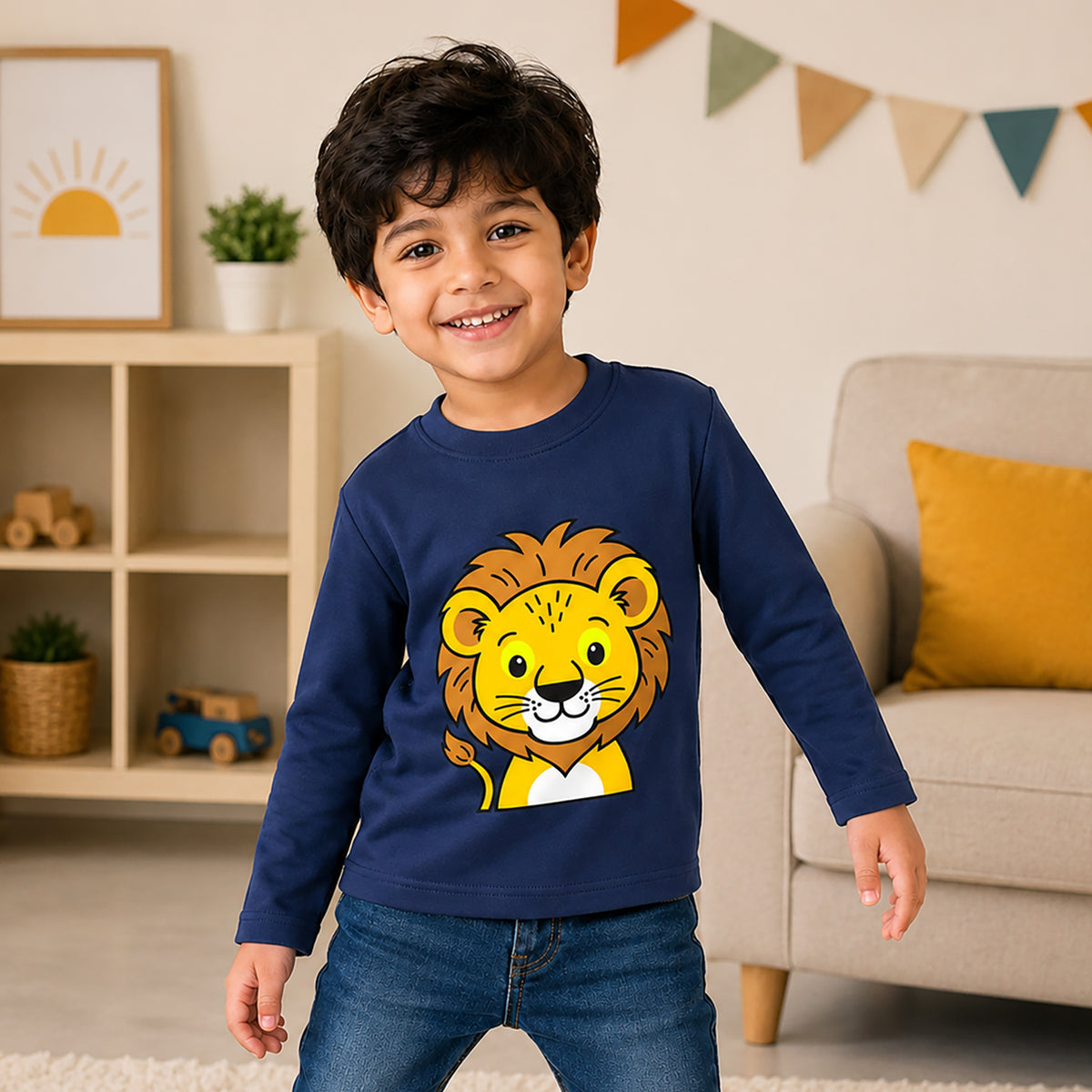 Kuchipoo Baby Boys Cotton Printed T-Shirts | Full Sleeve Round Neck | Soft & Comfortable Casual Wear for Kids | Pack of 5