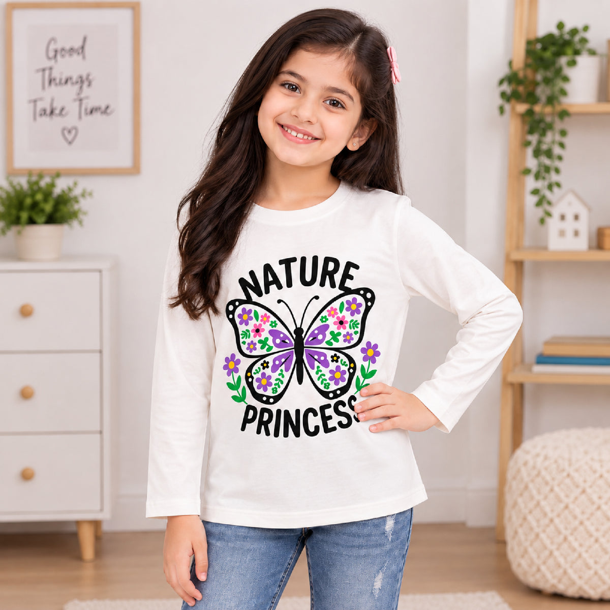 Kuchipoo Girls Cotton Solid T-Shirts | Full Sleeve Round Neck | Soft & Comfortable Casual Wear for Kids | Pack of 5 (Copy)