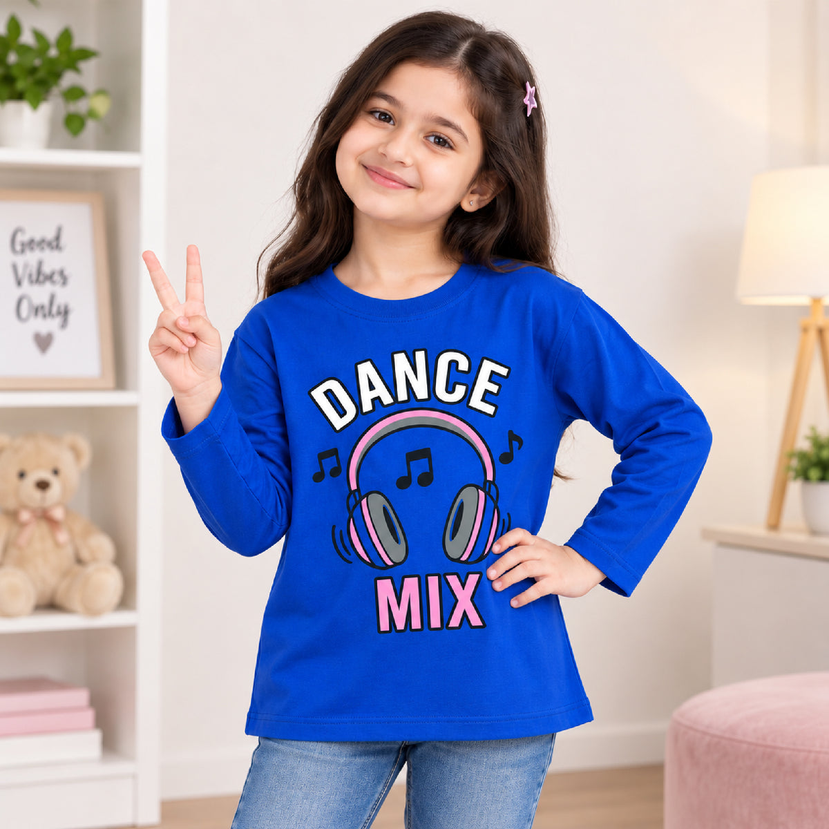 Kuchipoo Girls Cotton Solid T-Shirts | Full Sleeve Round Neck | Soft & Comfortable Casual Wear for Kids | Pack of 5 (Copy)