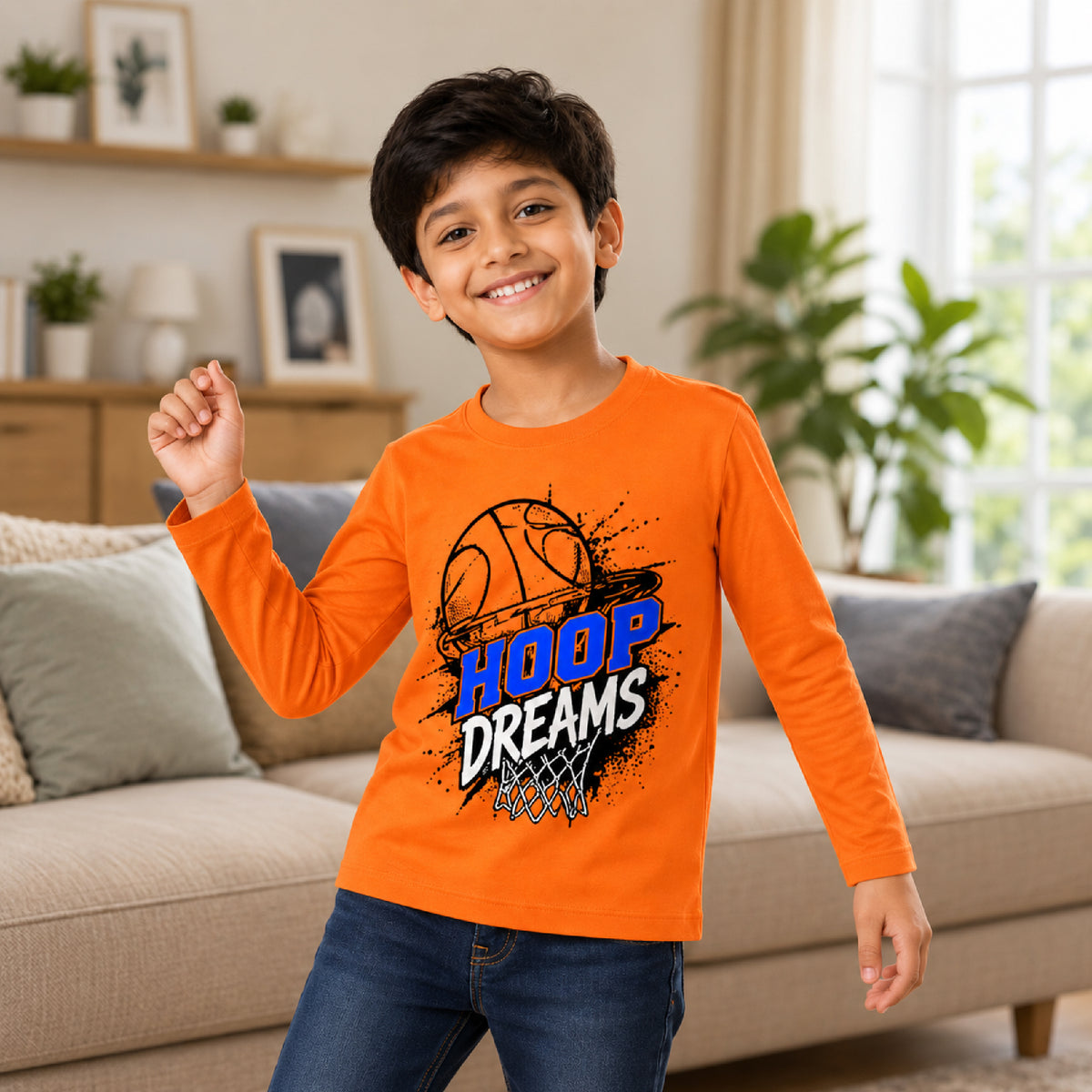 Kuchipoo Boys Cotton Printed T-Shirts | Full Sleeve Round Neck | Soft & Comfortable Casual Wear for Kids | Pack of 5