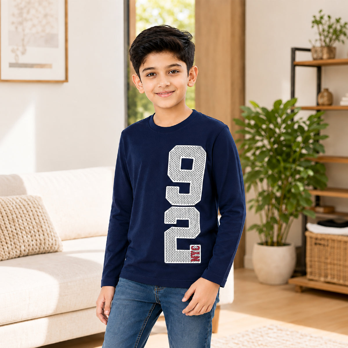 Kuchipoo Boys Cotton Printed T-Shirts | Full Sleeve Round Neck | Soft & Comfortable Casual Wear for Kids | Pack of 5