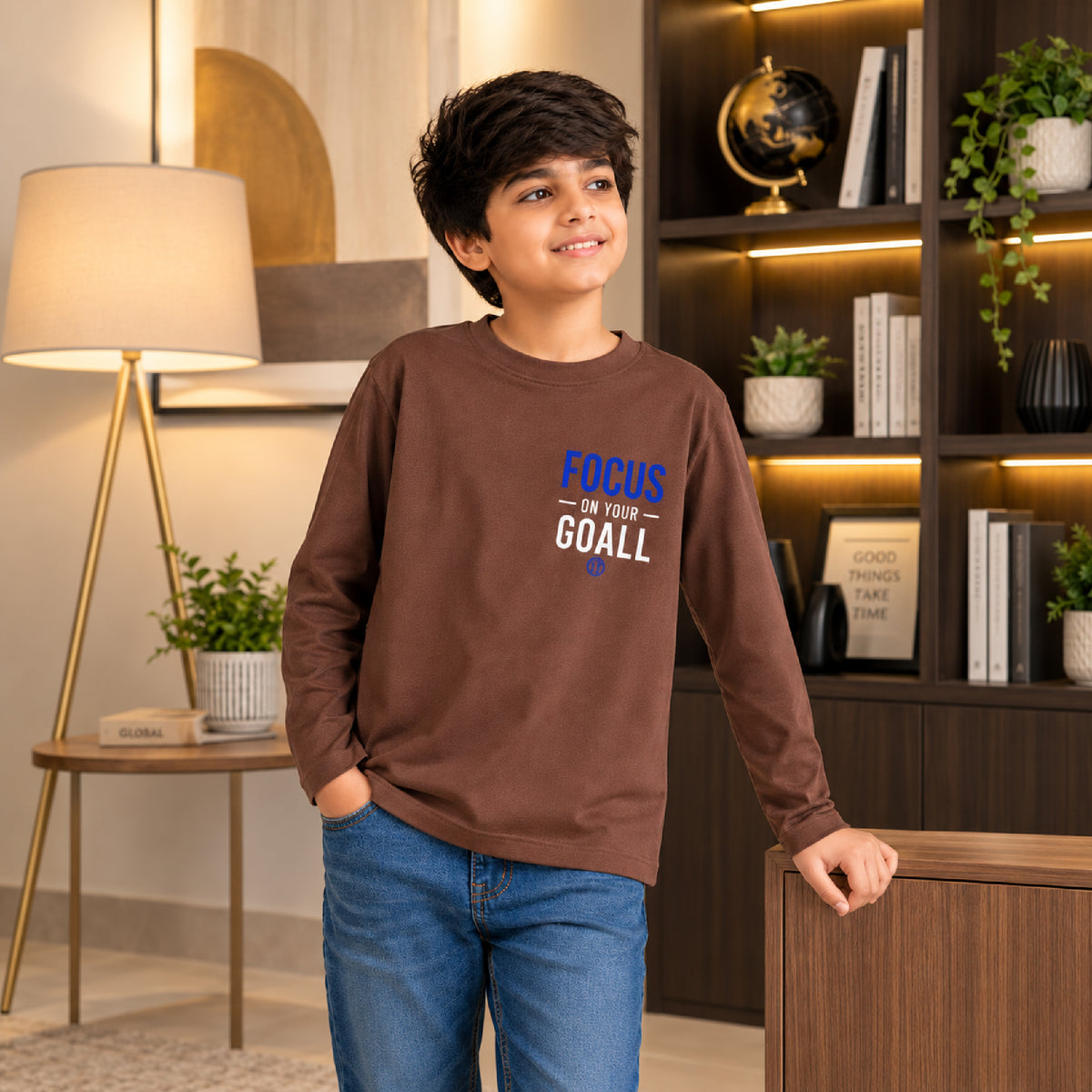 Kuchipoo Boys Cotton Printed T-Shirts | Full Sleeve Round Neck | Soft & Comfortable Casual Wear for Kids | Pack of 5