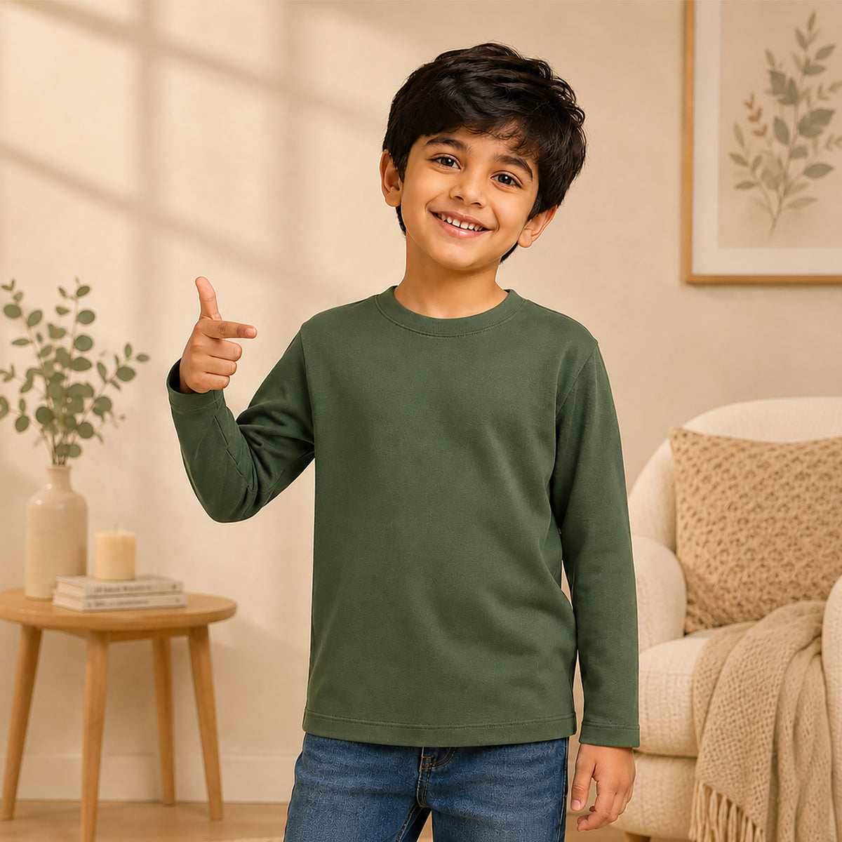 Kuchipoo Boys Cotton Solid T-Shirts | Full Sleeve Round Neck | Soft & Comfortable Casual Wear for Kids | Pack of 5