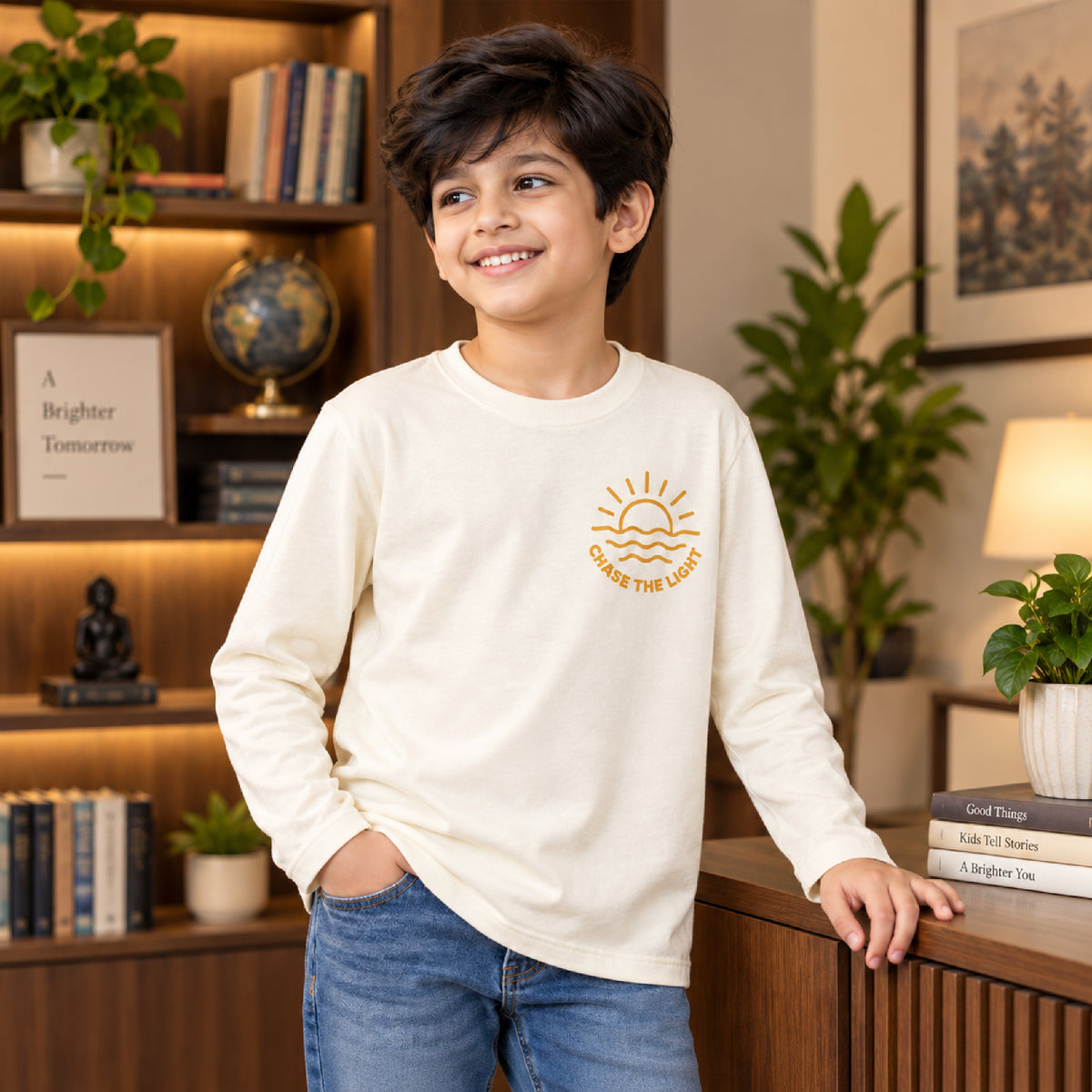 Kuchipoo Boys Cotton Printed T-Shirts | Full Sleeve Round Neck | Soft & Comfortable Casual Wear for Kids | Pack of 5