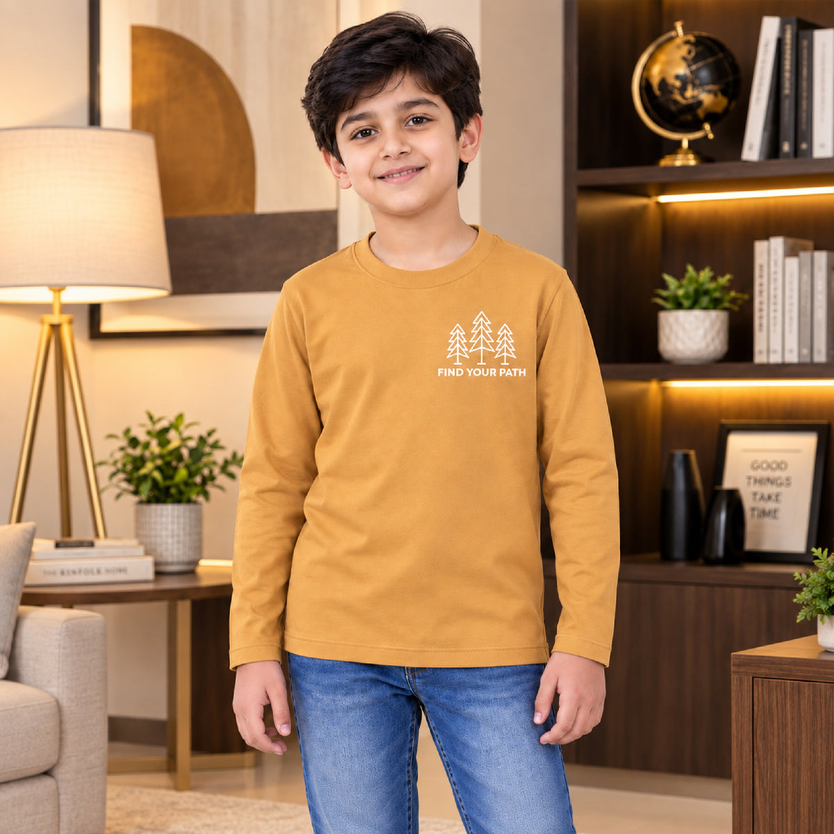 Kuchipoo Boys Cotton Printed T-Shirts | Full Sleeve Round Neck | Soft & Comfortable Casual Wear for Kids | Pack of 5