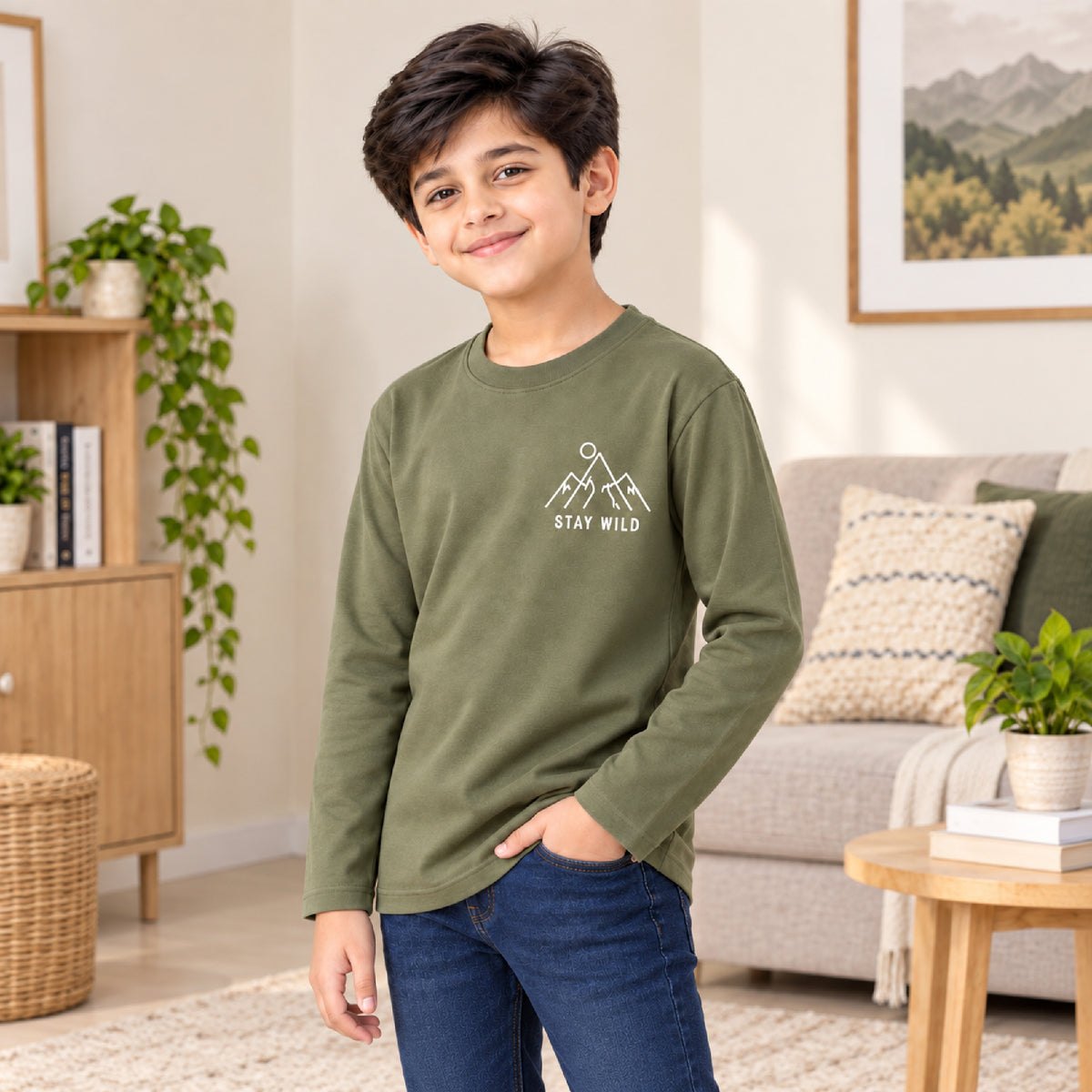Kuchipoo Boys Cotton Printed T-Shirts | Full Sleeve Round Neck | Soft & Comfortable Casual Wear for Kids | Pack of 5