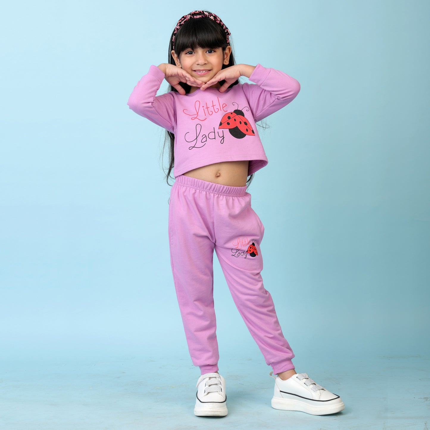 KUCHIPOO Girls Crop Top and Trackpant Set