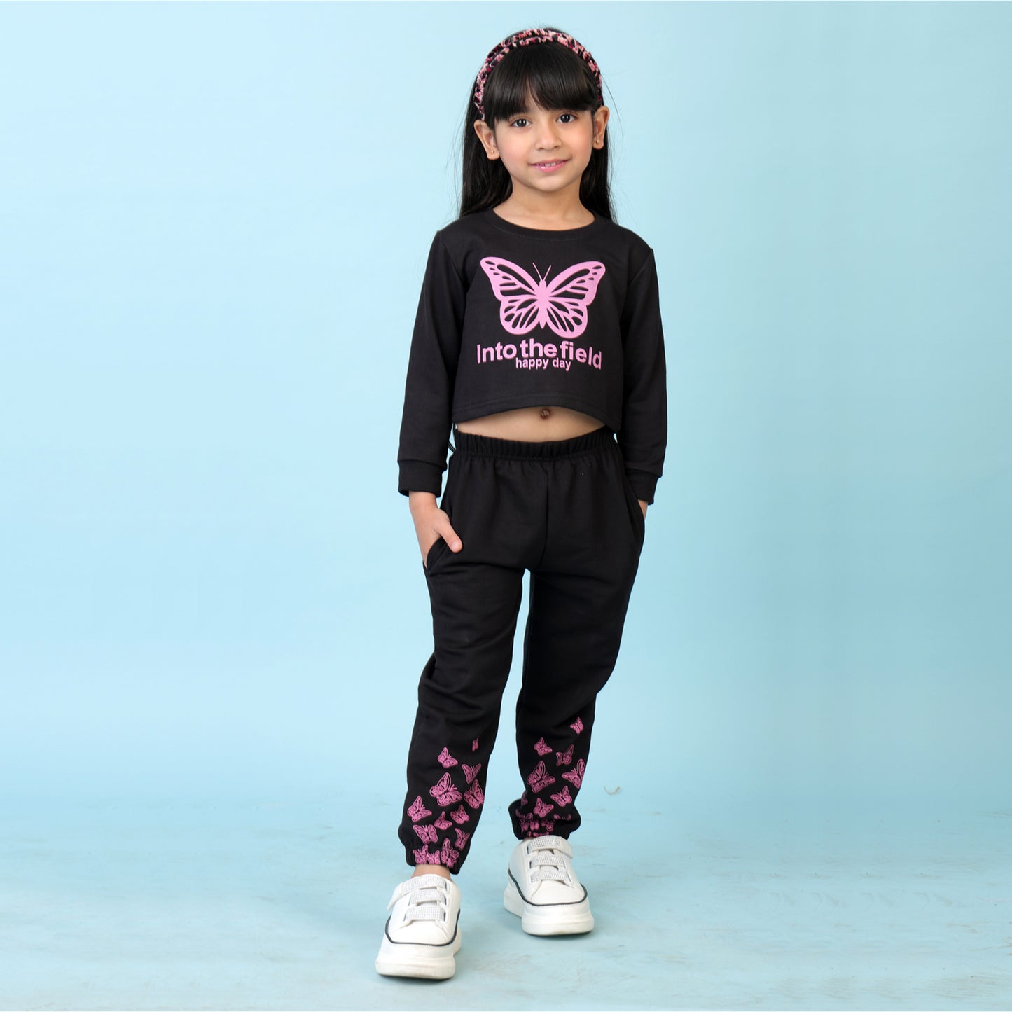 KUCHIPOO Girls Crop Top and Trackpant Set