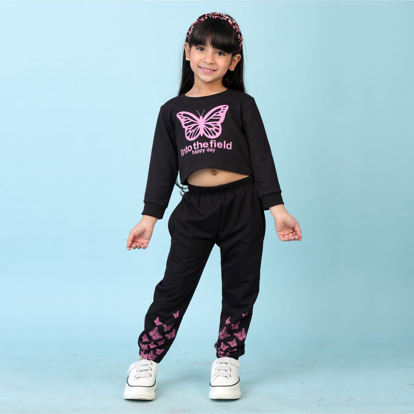 KUCHIPOO Girls Crop Top and Trackpant Set