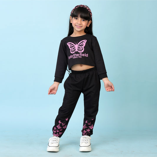 KUCHIPOO Girls Crop Top and Trackpant Set