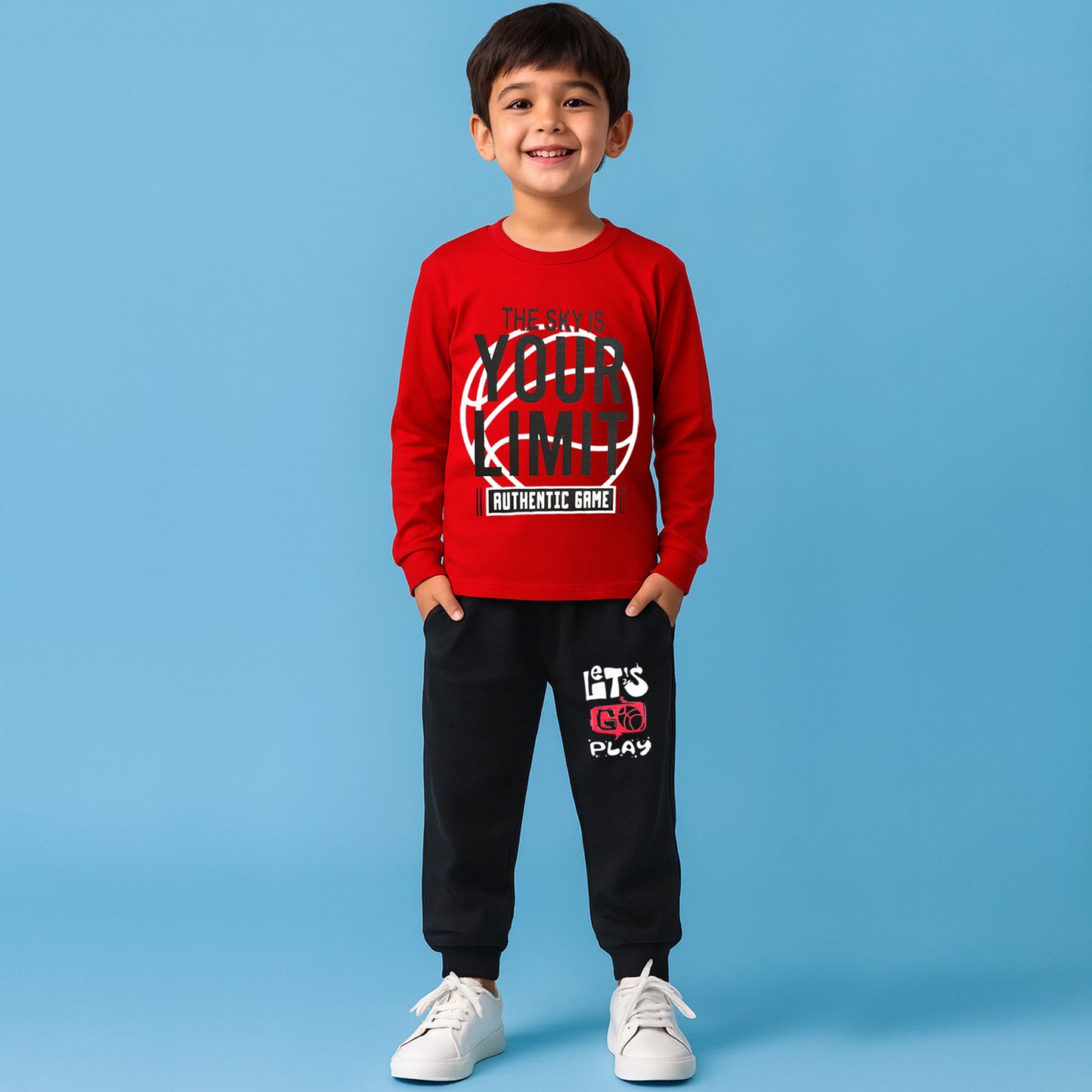 Kuchipoo Boys Regular Fit Cotton T-Shirt and Trackpant Set