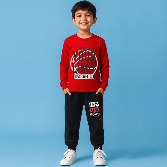 Kuchipoo Boys Regular Fit Cotton T-Shirt and Trackpant Set