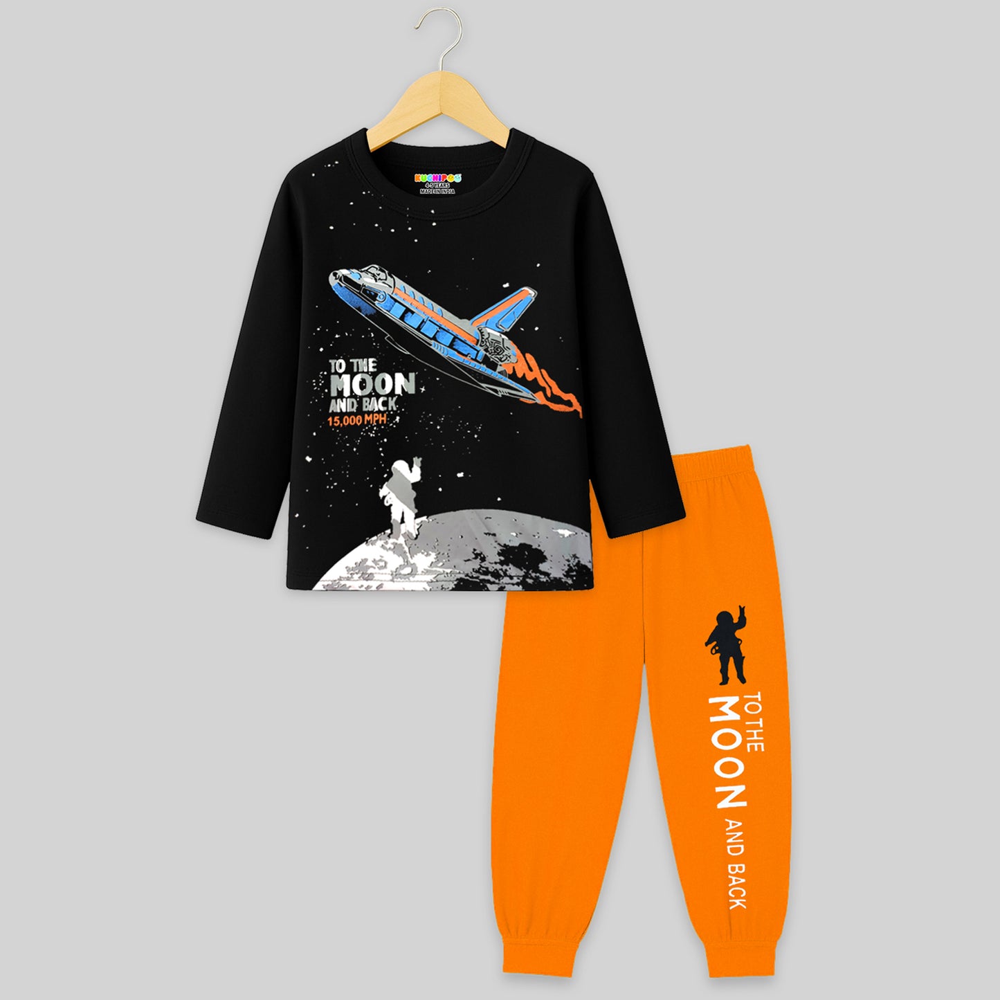 Kuchipoo Boys Full Sleeves T-Shirt and Pajamas Set-Pack 0f 2