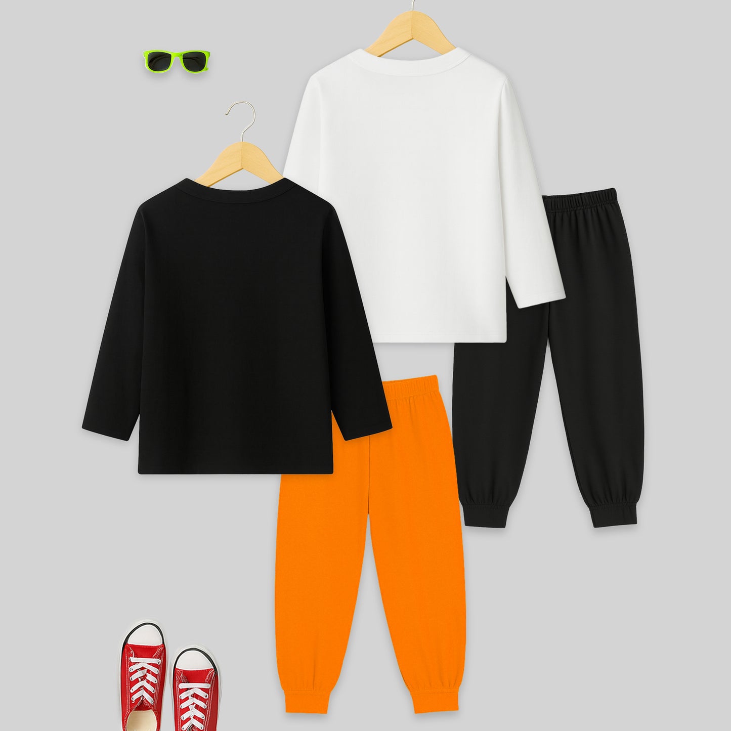 Kuchipoo Boys Full Sleeves T-Shirt and Pajamas Set-Pack 0f 2