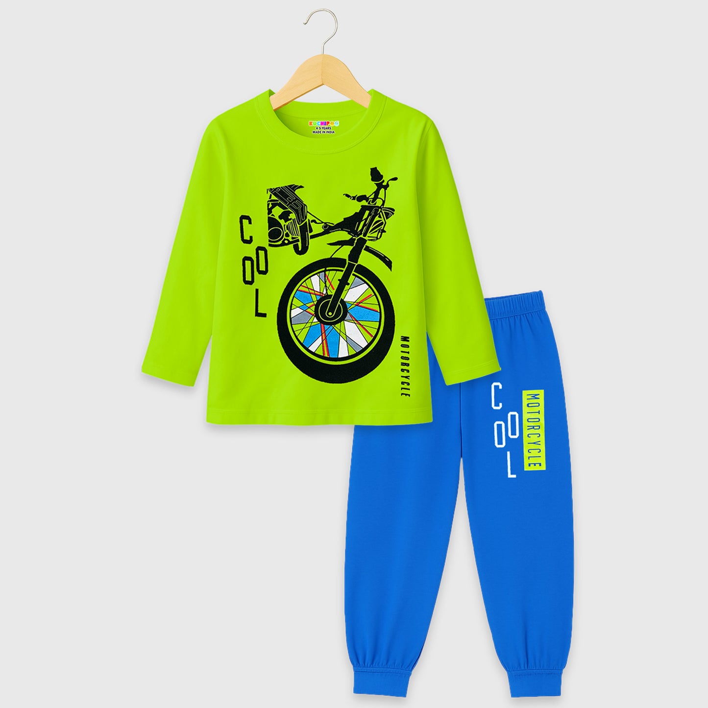 Kuchipoo Boys Full Sleeves T-Shirt and Pajamas Set-Pack 0f 2