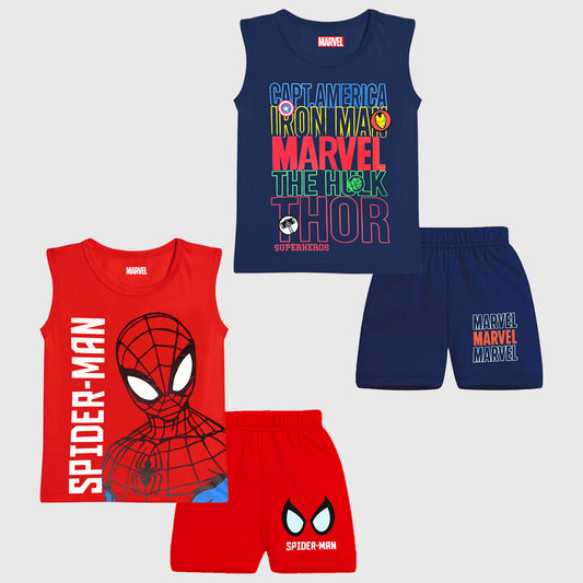 KUCHIPOO @MARVEL Baby Boys Half Sleeves T-Shirts and Shorts Set
