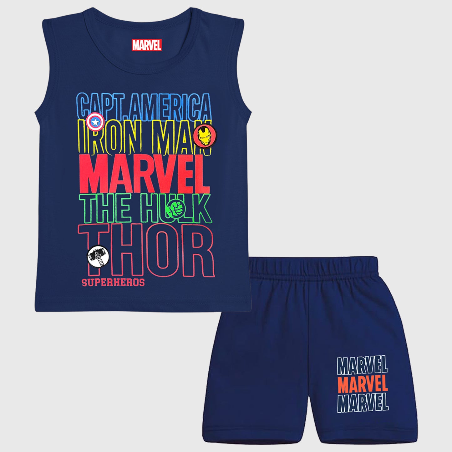 KUCHIPOO @MARVEL Baby Boys Half Sleeves T-Shirts and Shorts Set