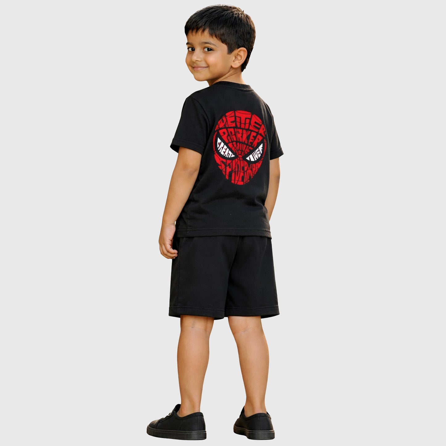 Kuchipoo © Marvel Boys Superhero Printed T-Shirt & Shorts Set | Hulk, Spiderman & Captain America Back Print | Cotton Summer Co-Ord Set | Pack of 3