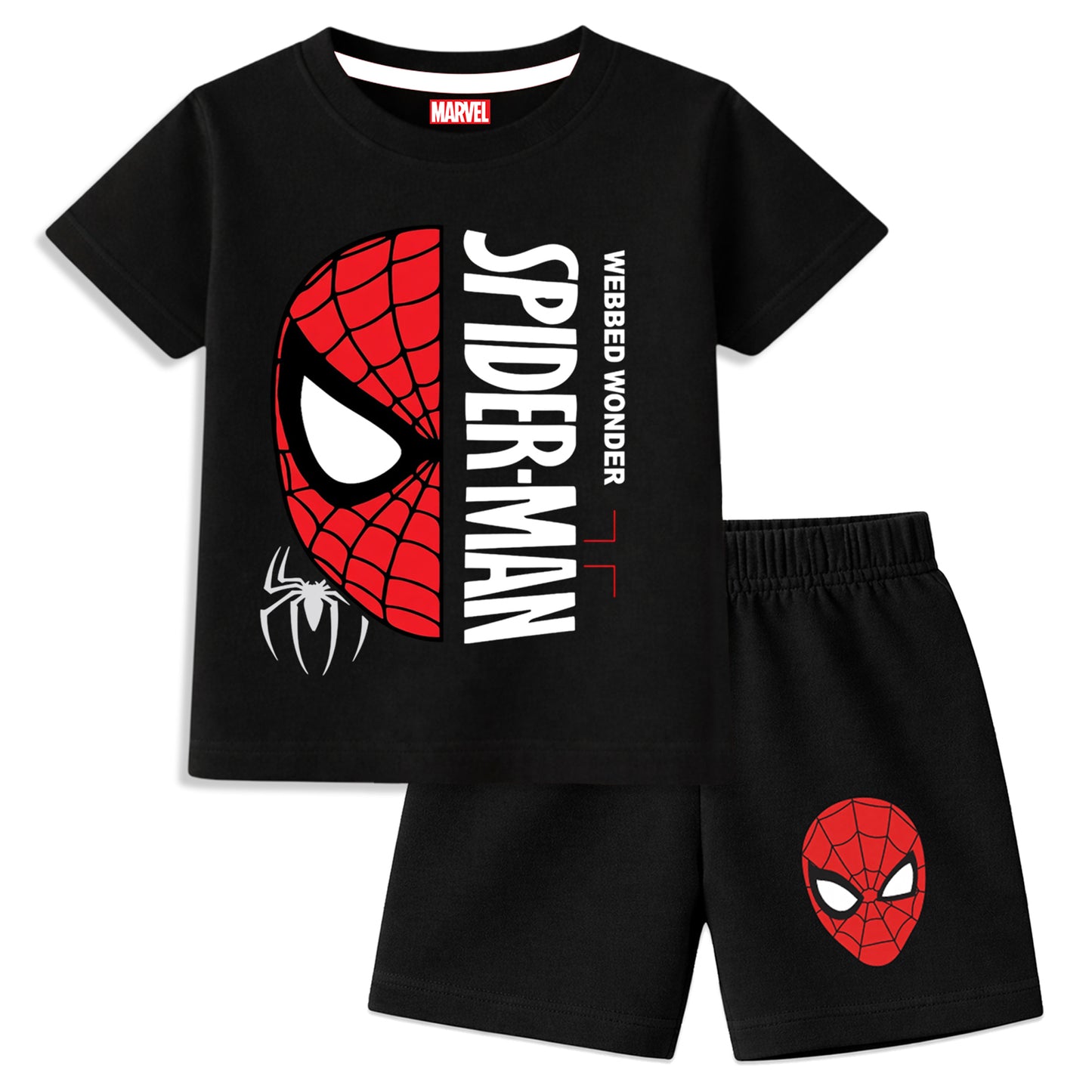 Kuchipoo © Marvel Boys Superhero Printed T-Shirt & Shorts Set | Avengers, Spiderman & Captain America Back Print | Cotton Summer Co-Ord Set | Pack of 3
