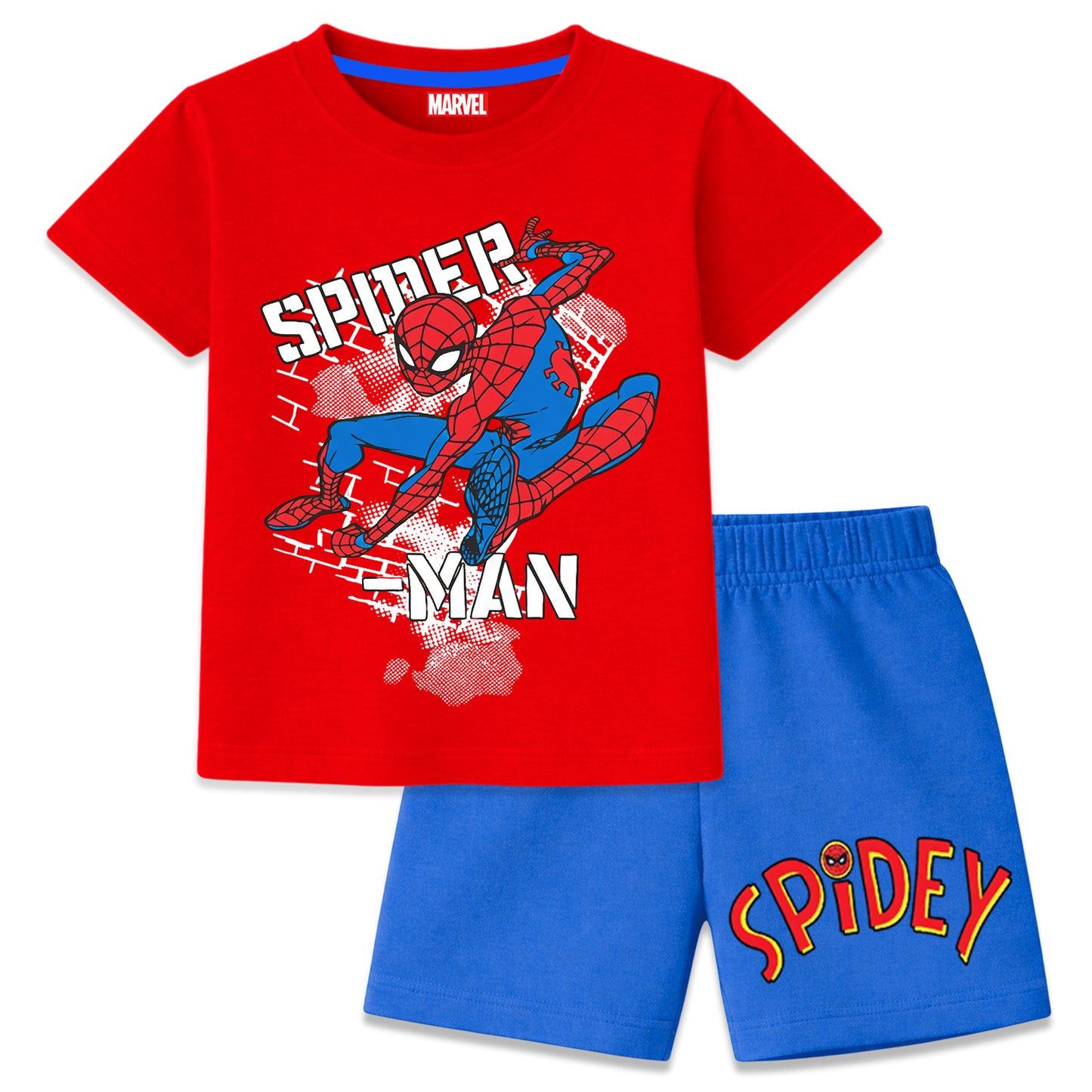 Kuchipoo © Marvel Boys Superhero Printed T-Shirt & Shorts Set | Avengers, Spiderman & Captain America Back Print | Cotton Summer Co-Ord Set | Pack of 3