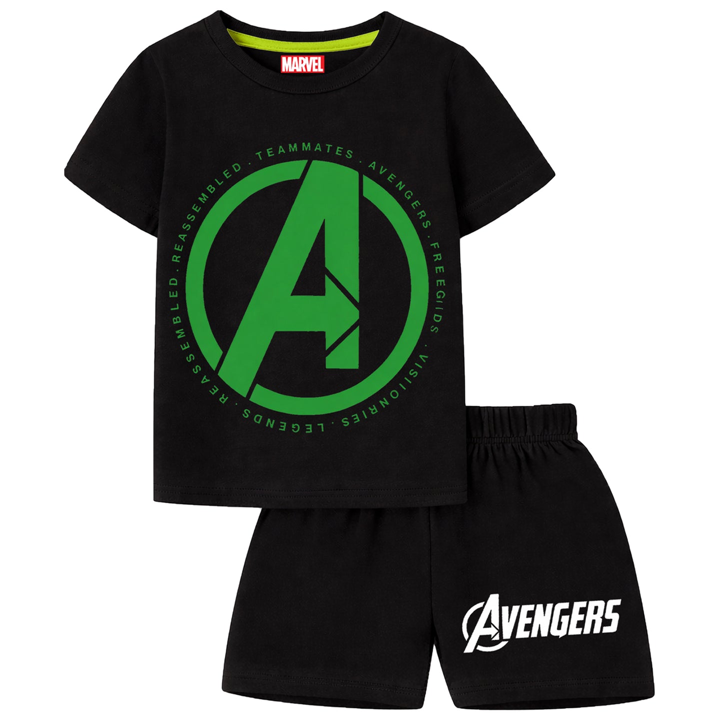 Kuchipoo © Marvel Boys Superhero Printed T-Shirt & Shorts Set | Avengers, Spiderman & Captain America Back Print | Cotton Summer Co-Ord Set | Pack of 3