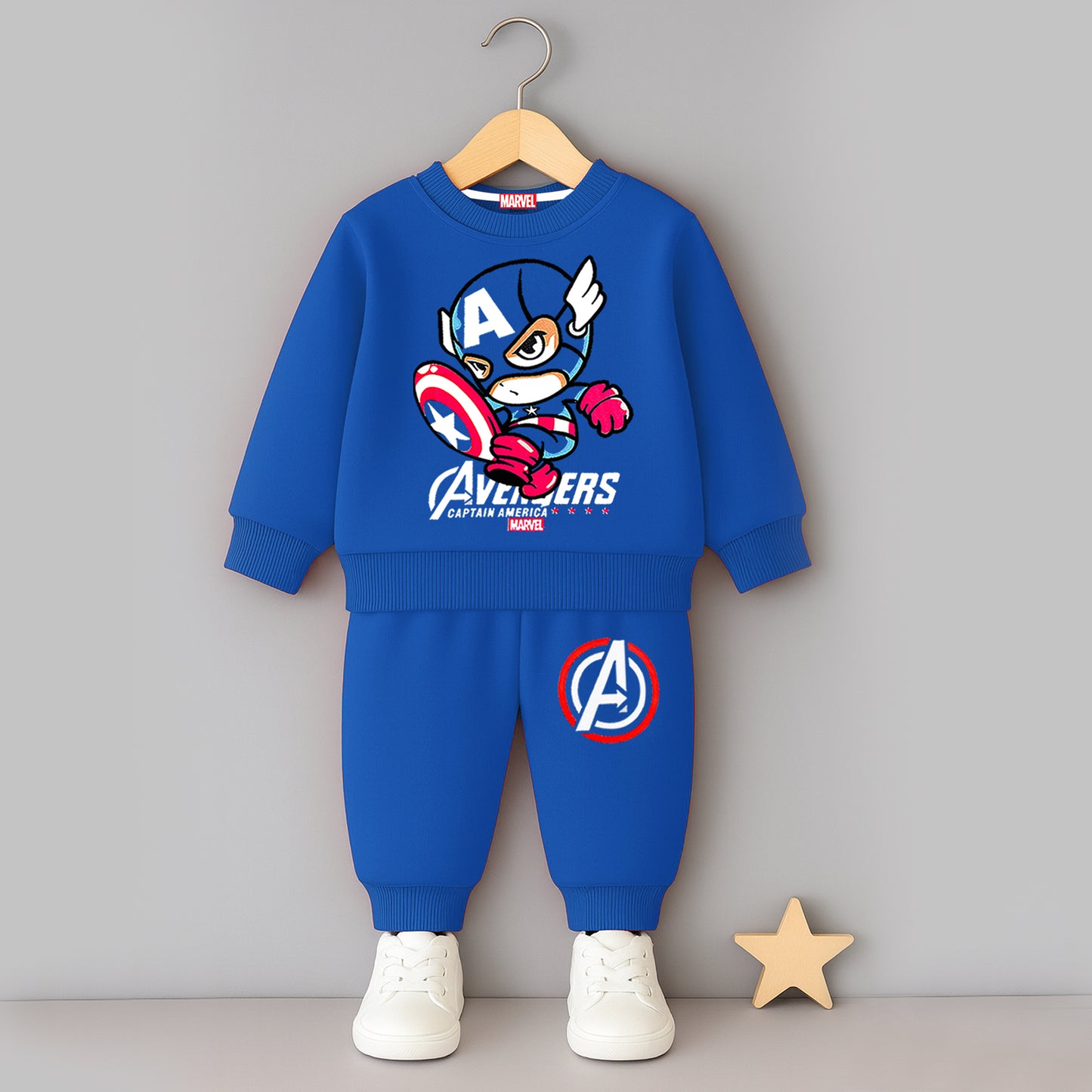 Kuchipoo © Marvel Boys Sweatshirt and Jogger Set | Captain America Cartoon Printed Co-Ord Set
