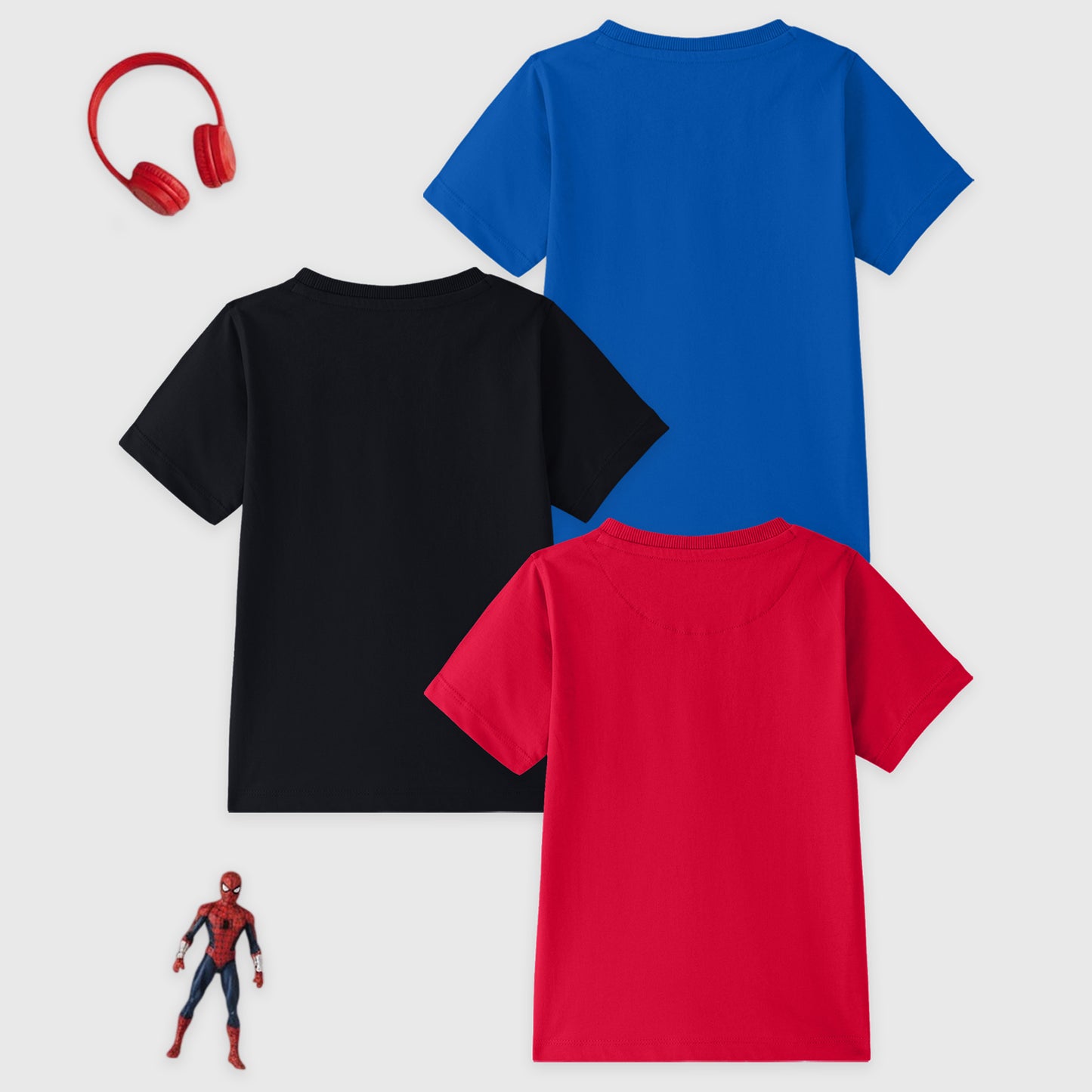 Kuchipoo © Marvel Boys Avengers & Spider-Man Printed Cotton T-Shirt Combo | Superheroes Graphic Cotton Tees | Casual Summer Wear | Pack of 3