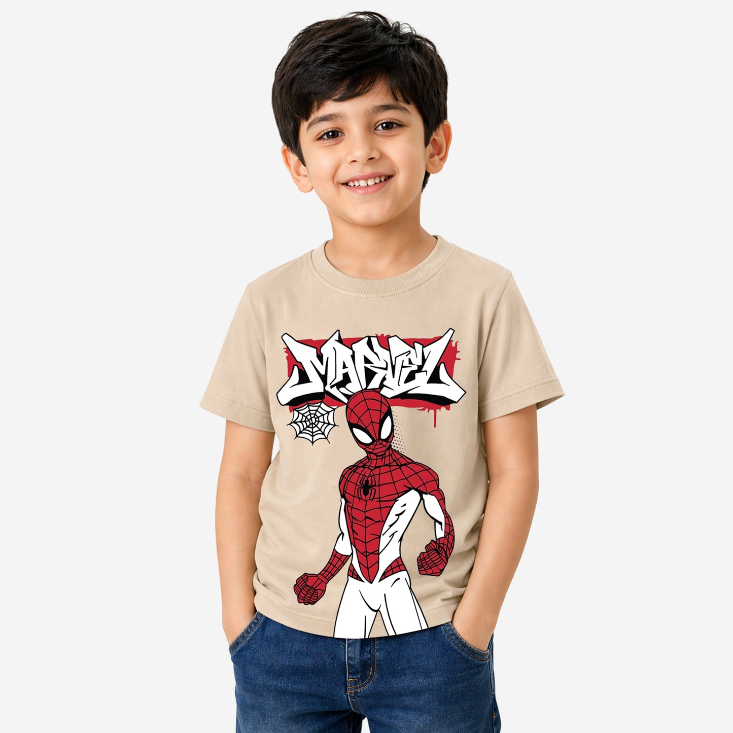 Kuchipoo © Marvel Boys Avengers & Spider-Man Printed Cotton T-Shirt Combo | Superheroes Graphic Cotton Tees | Casual Summer Wear | Pack of 3