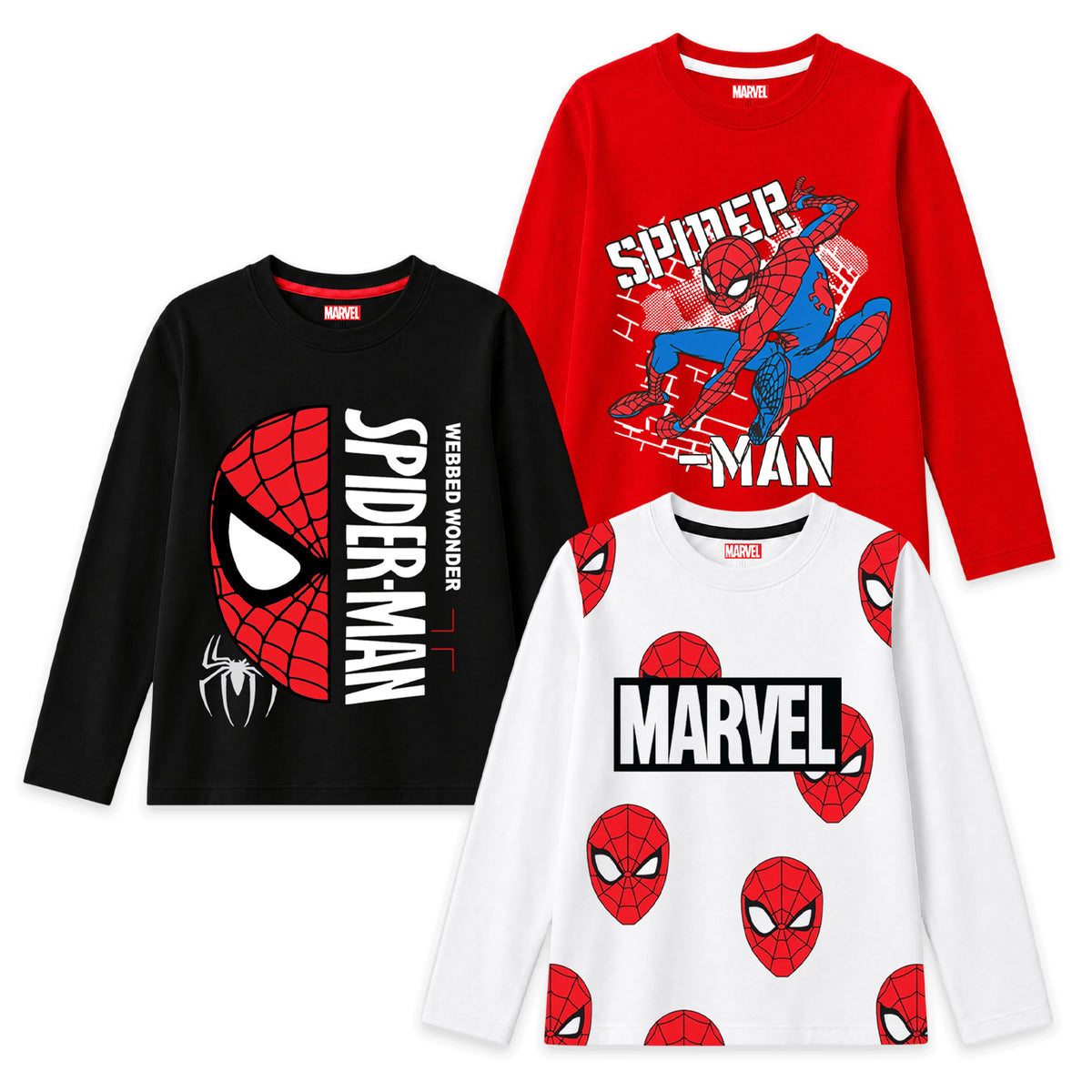 Kuchipoo © Marvel Boys Avengers & Spider-Man Printed Cotton T-Shirt Combo | Superheroes Graphic Cotton Tees | Casual Summer Wear | Pack of 3