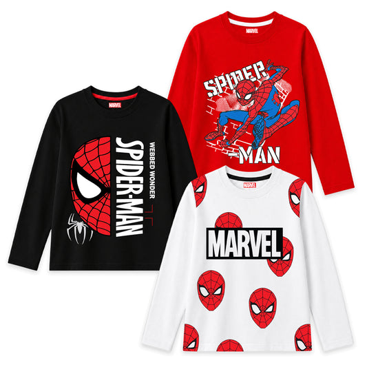 Kuchipoo © Marvel Boys Avengers & Spider-Man Printed Cotton T-Shirt Combo | Superheroes Graphic Cotton Tees | Casual Summer Wear | Pack of 3