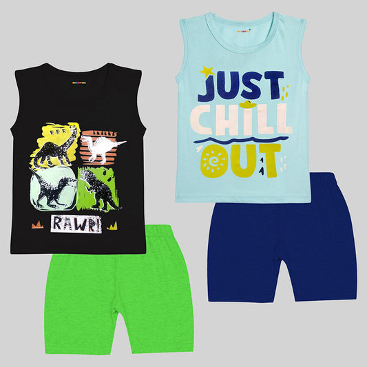 KUCHIPOO BOYS SLEEVELESS T-SHIRTS AND SHORTS SET