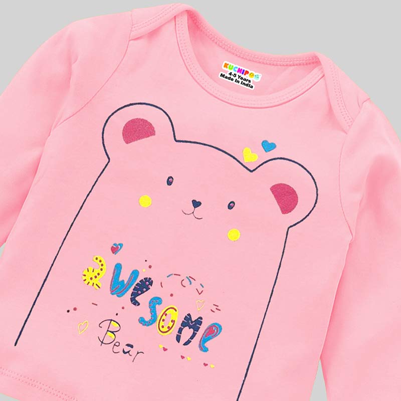 KUCHIPOO Baby Girls T-Shirts and Pyjamas Set