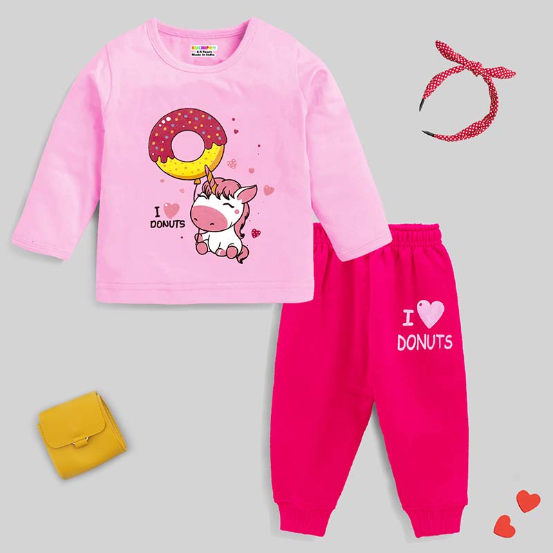 KUCHIPOO Baby Girls T-Shirts and Pyjamas Set