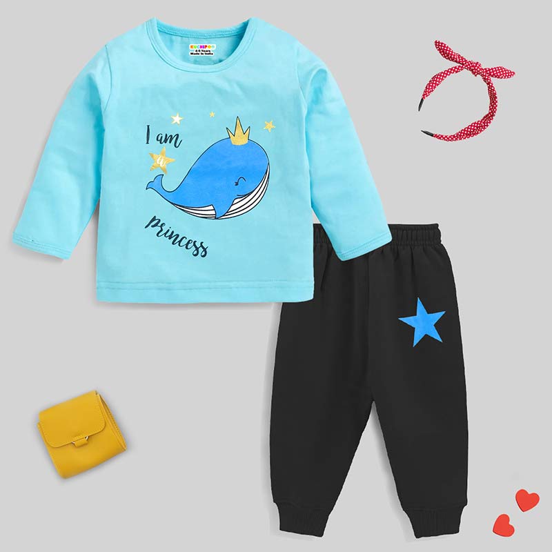 KUCHIPOO Baby Girls T-Shirts and Pyjamas Set