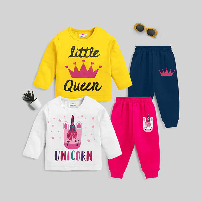 KUCHIPOO Baby Girls T-Shirts and Pyjamas Set
