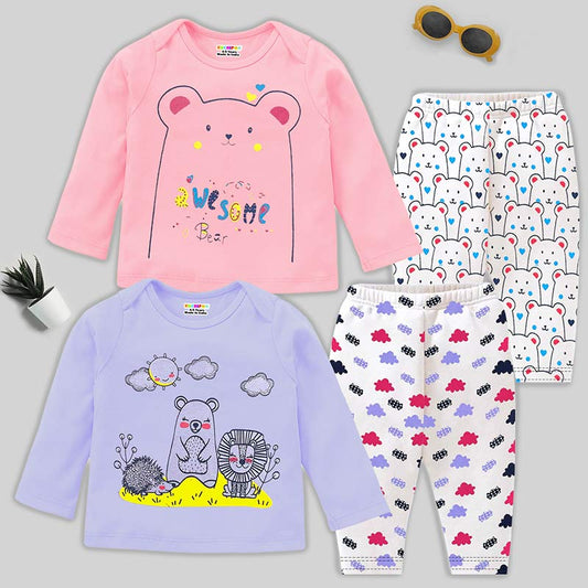 KUCHIPOO Baby Girls T-Shirts and Pyjamas Set