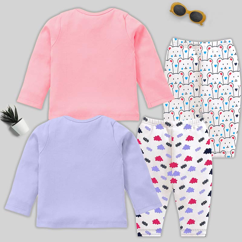 KUCHIPOO Baby Girls T-Shirts and Pyjamas Set