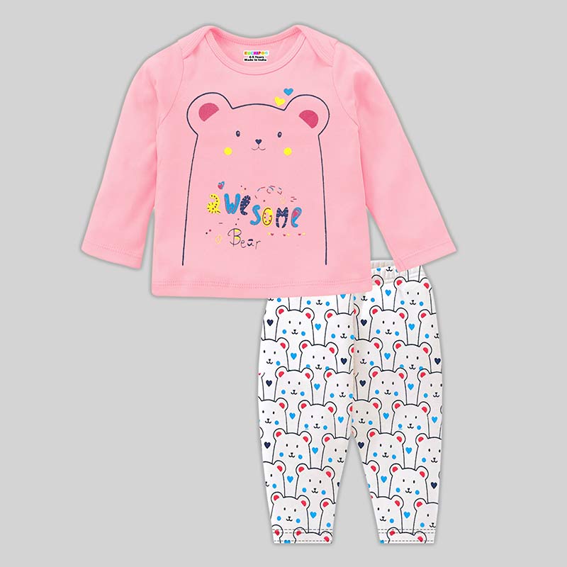 KUCHIPOO Baby Girls T-Shirts and Pyjamas Set