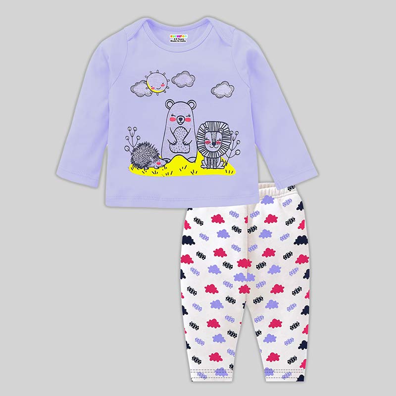 KUCHIPOO Baby Girls T-Shirts and Pyjamas Set
