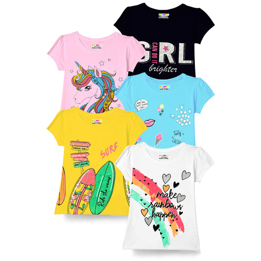KUCHIPOO Girls Half Sleeves T-Shirts